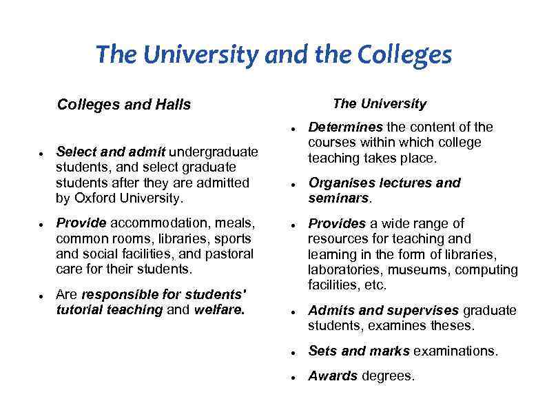    The University and the Colleges and Halls    