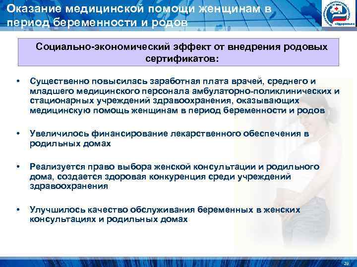 Оказание медицинской помощи женщинам в период беременности и родов Социально-экономический эффект от внедрения Оказание медицинской помощи женщинам в период беременности и родов Социально-экономический эффект от внедрения