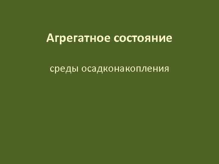 Агрегатное состояние среды осадконакопления 