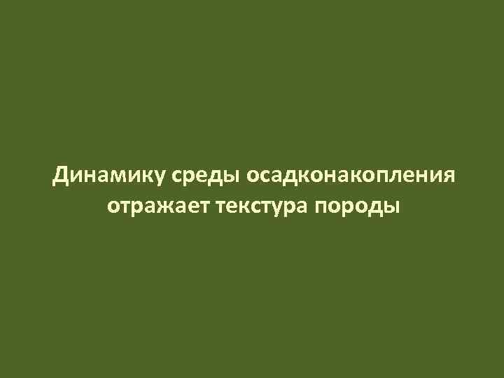 Динамику среды осадконакопления отражает текстура породы 