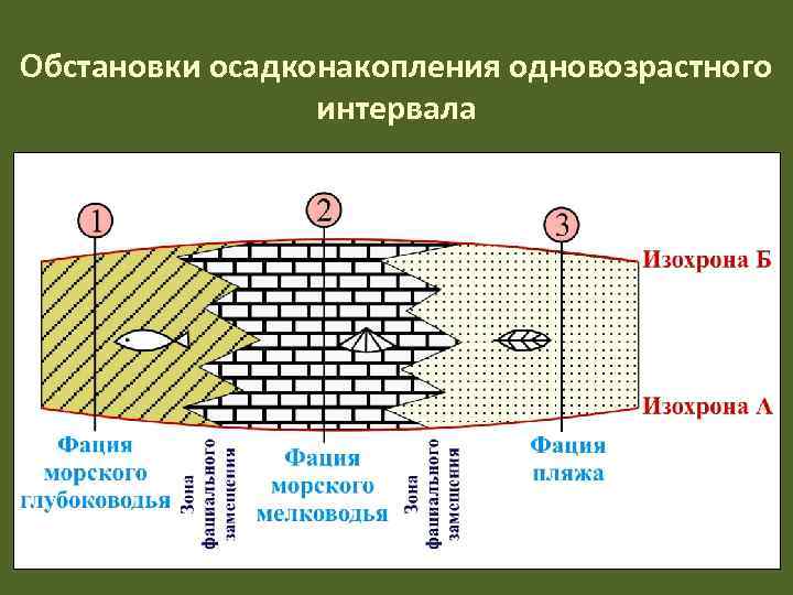 Обстановки осадконакопления одновозрастного   интервала 