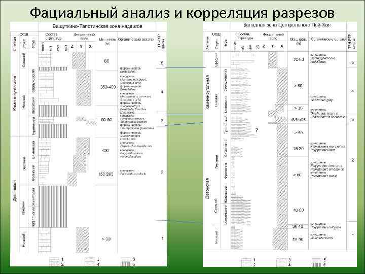 Фациальный анализ и корреляция разрезов 