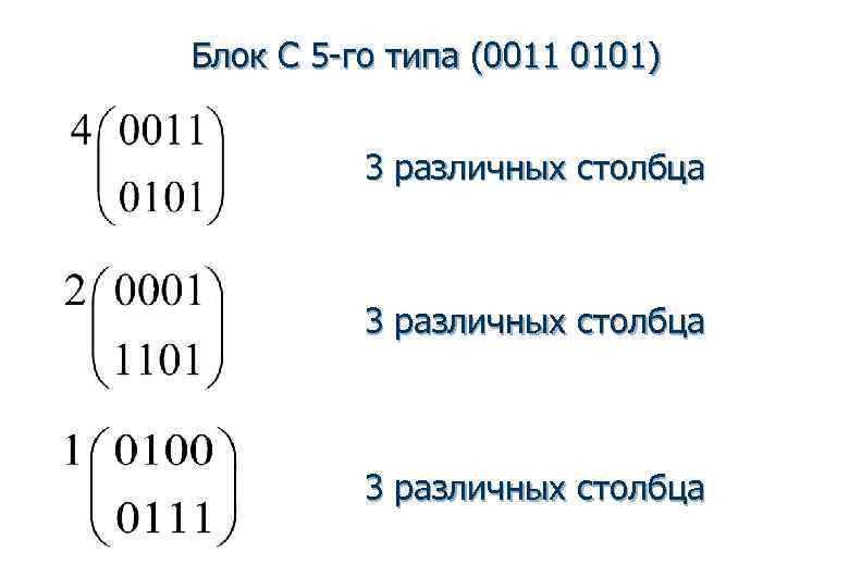 Блок С 5 -го типа (0011 0101)   3 различных столбца 