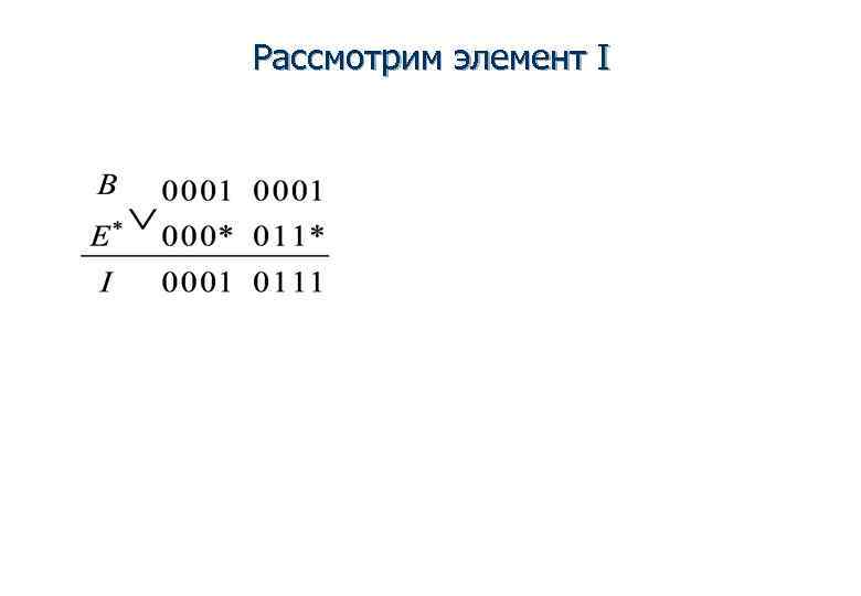 Рассмотрим элемент I 