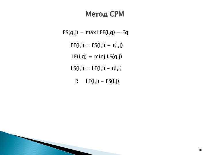    Метод CPM ES(q, j) = maxi EF(i, q) = Eq EF(i,