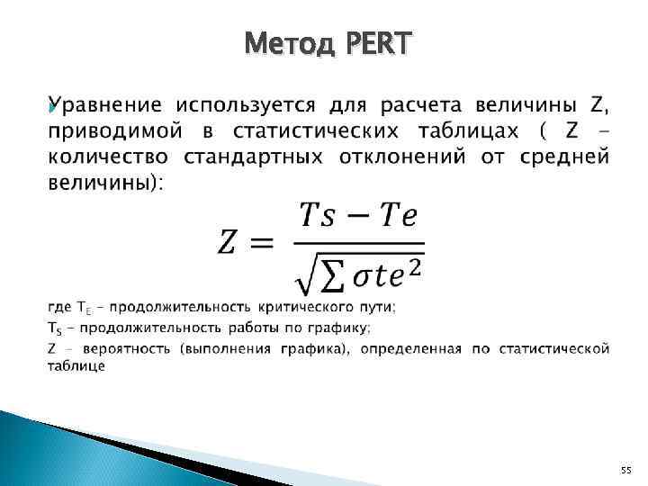   Метод PERT       55 