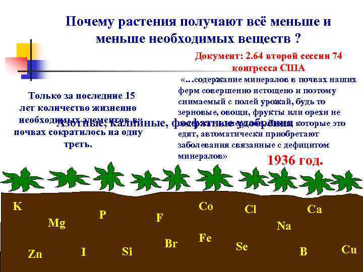   Почему растения получают всё меньше и   меньше необходимых веществ ?