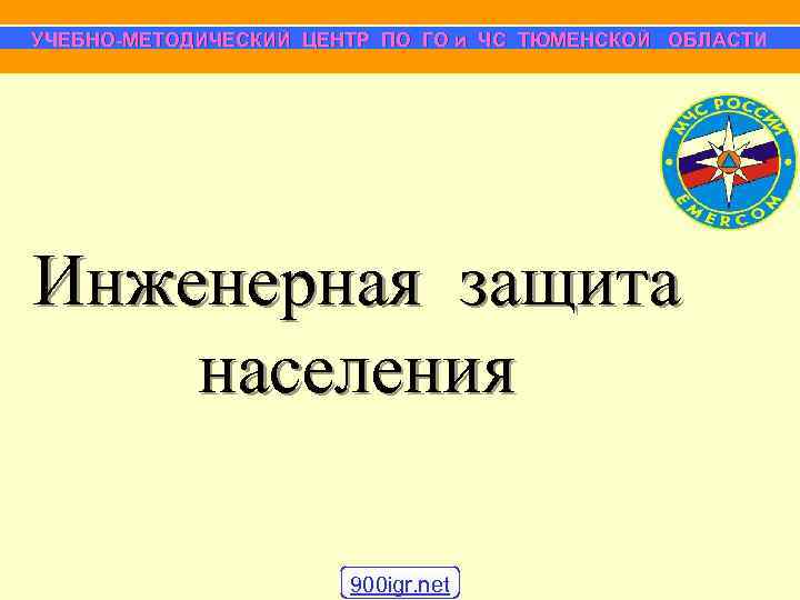 УЧЕБНО-МЕТОДИЧЕСКИЙ ЦЕНТР ПО ГО и ЧС ТЮМЕНСКОЙ ОБЛАСТИ Инженерная защита населения   
