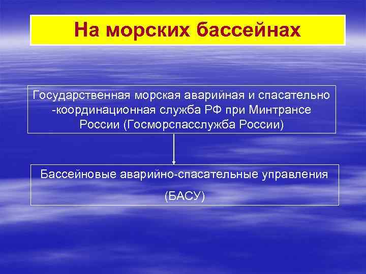  На морских бассейнах  Государственная морская аварийная и спасательно  -координационная служба РФ