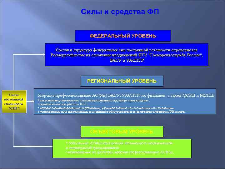     Силы и средства ФП     ФЕДЕРАЛЬНЫЙ УРОВЕНЬ