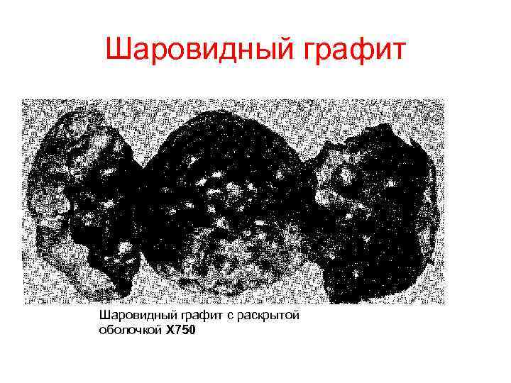 Шаровидный графит с раскрытой оболочкой Х 750 