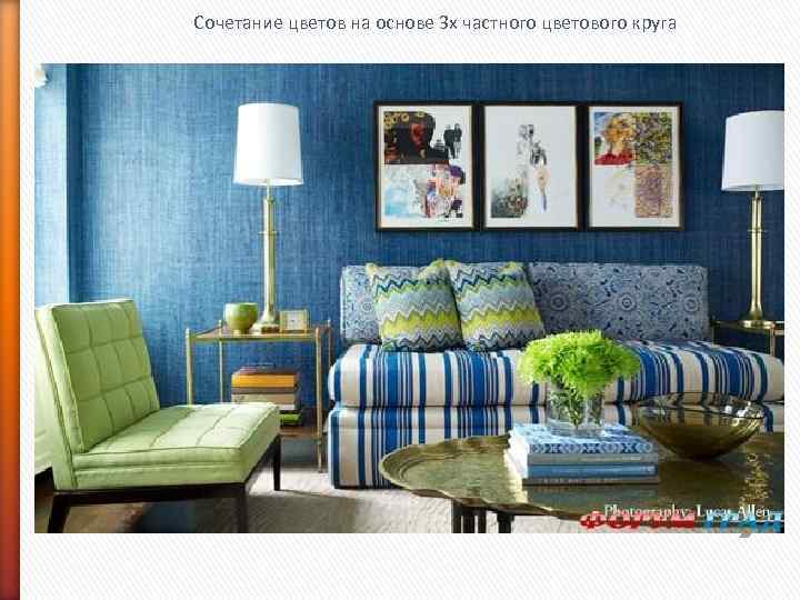 Сочетание цветов на основе 3 х частного цветового круга 