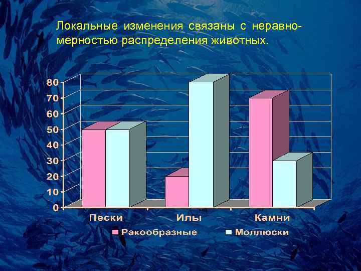 Локальные изменения связаны с неpавно- меpностью pаспpеделения животных. 