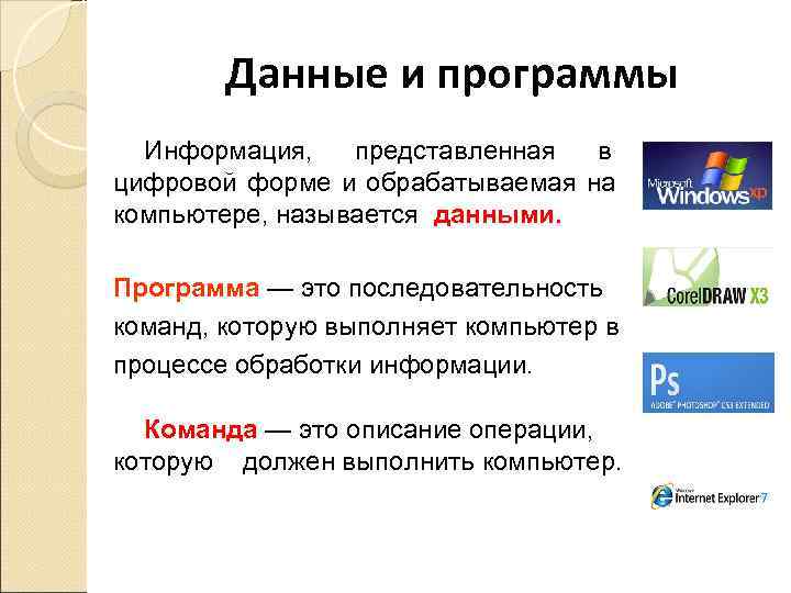 Что такое данные. Данные и программы. Информация о программе. Программы и приложения. Обрабатываемая информация представленная.
