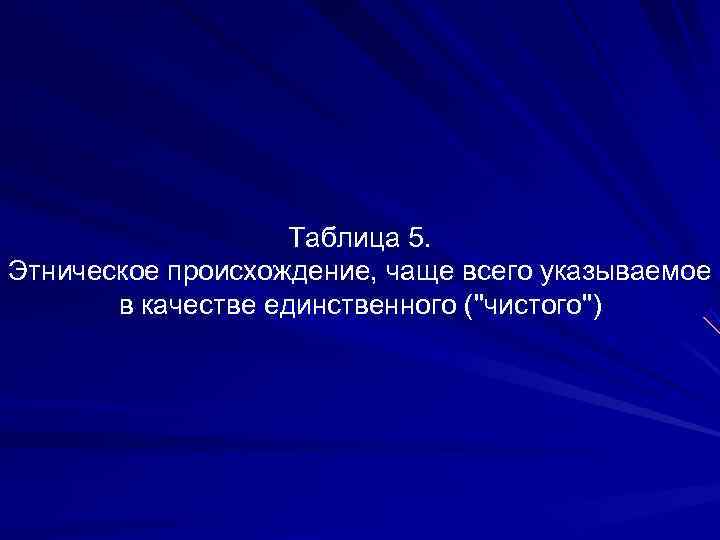     Таблица 5.  Этническое происхождение, чаще всего указываемое  