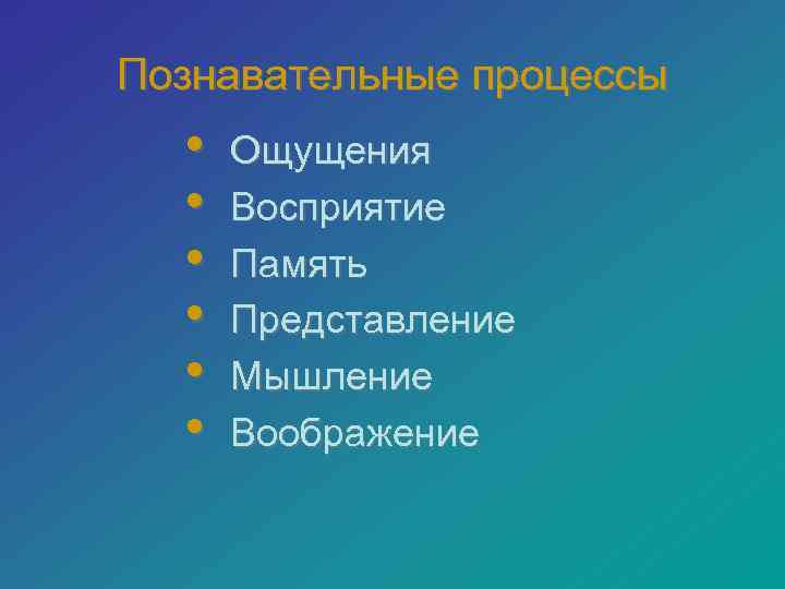 Познавательные процессы  •  Ощущения  •  Восприятие  •  Память