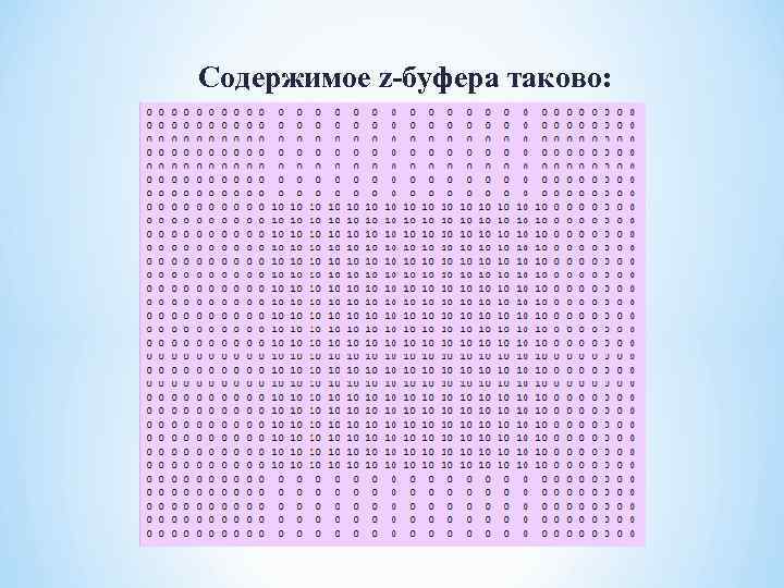Содержимое z-буфера таково: 