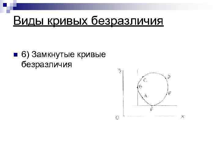 Виды кривых безразличия n  6) Замкнутые кривые безразличия 