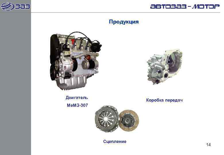    Продукция Двигатель      Коробка передач Ме. МЗ-307
