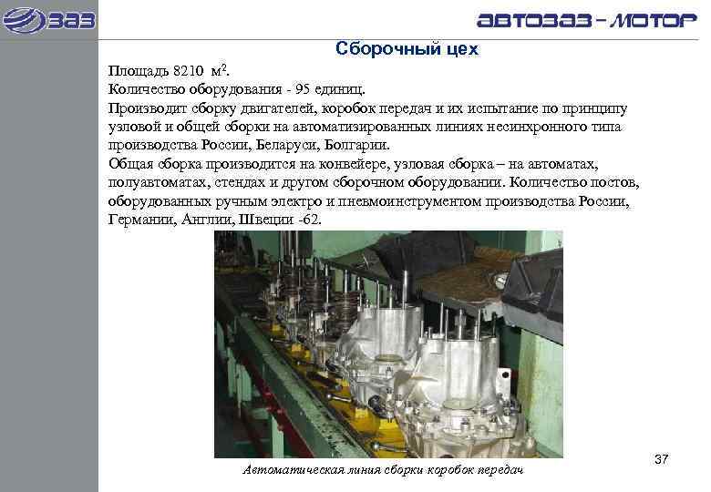       Сборочный цех Площадь 8210 м 2. Количество оборудования