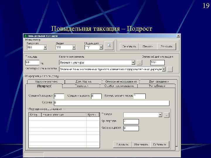        19  Повыдельная таксация – Подрост 