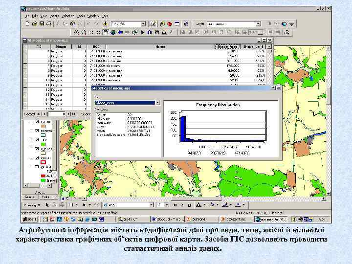  Атрибутивна інформація містить кодифіковані дані про види, типи, якісні й кількісні характеристики графічних