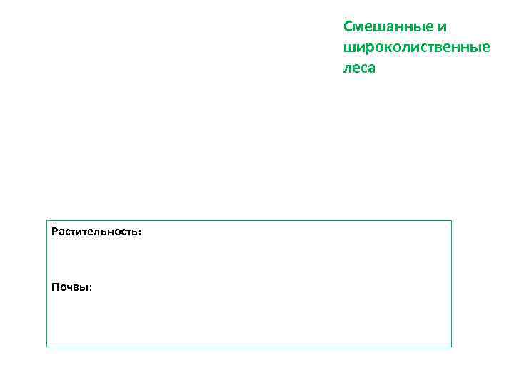    Смешанные и    широколиственные    леса Растительность: