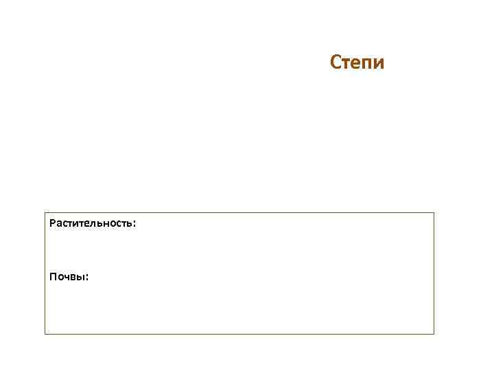    Степи Растительность: Почвы: 