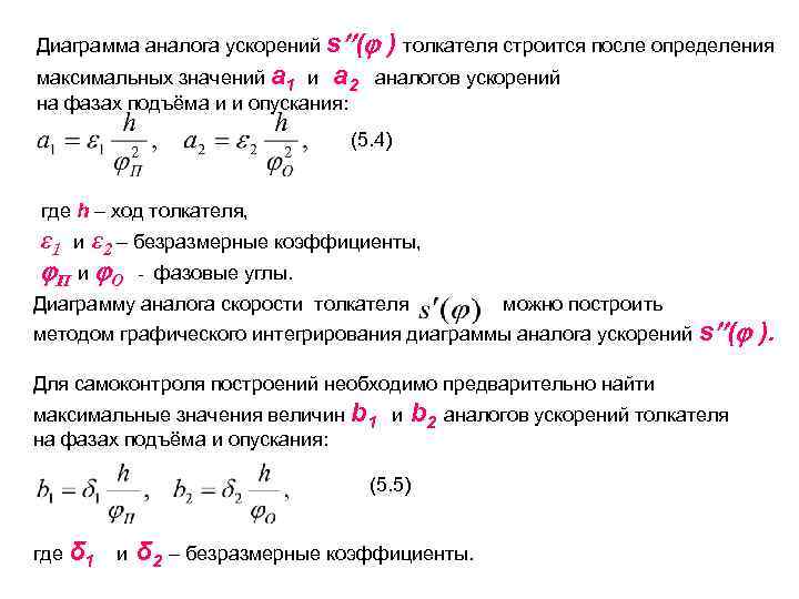 Диаграмма аналога ускорений s (  ) толкателя строится после определения максимальных значений а