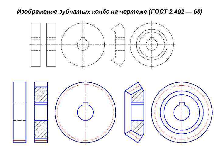 Изображение зубчатых колёс на чертеже (ГОСТ 2. 402 — 68) 