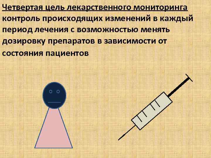Четвертая цель лекарственного мониторинга контроль происходящих изменений в каждый период лечения с возможностью менять