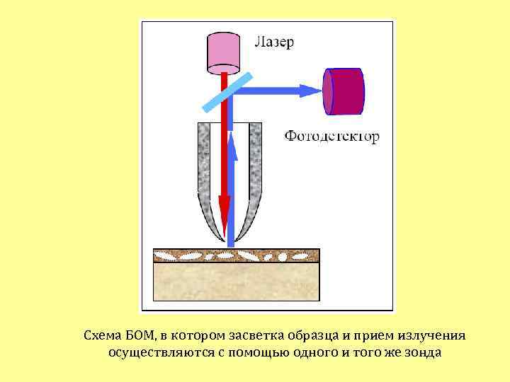 Схема БОМ, в котором засветка образца и прием излучения  осуществляются с помощью одного