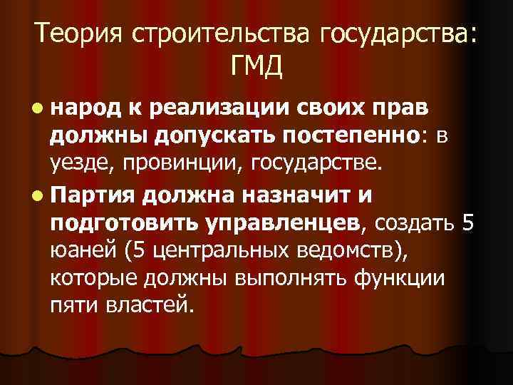 Теория строительства государства: ГМД l народ к реализации своих прав Теория строительства государства: ГМД l народ к реализации своих прав