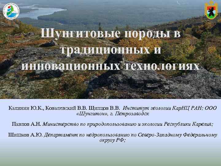 Шунгитовые породы в традиционных и инновационных технологиях Калинин Ю. К. , Шунгитовые породы в традиционных и инновационных технологиях Калинин Ю. К. ,