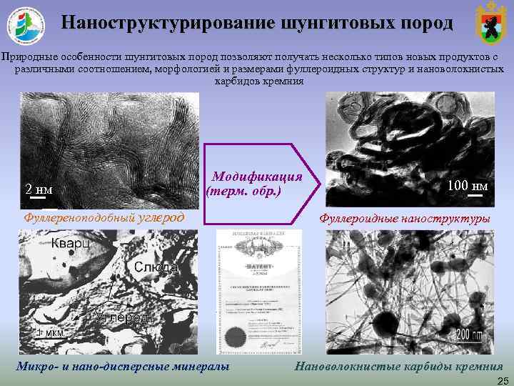 Наноструктурирование шунгитовых пород Природные особенности шунгитовых пород позволяют получать несколько типов новых Наноструктурирование шунгитовых пород Природные особенности шунгитовых пород позволяют получать несколько типов новых