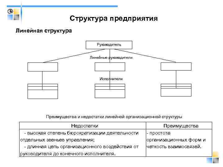      Структура предприятия Линейная структура     