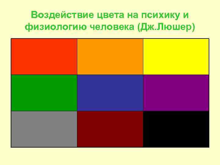  Воздействие цвета на психику и физиологию человека (Дж. Люшер) 