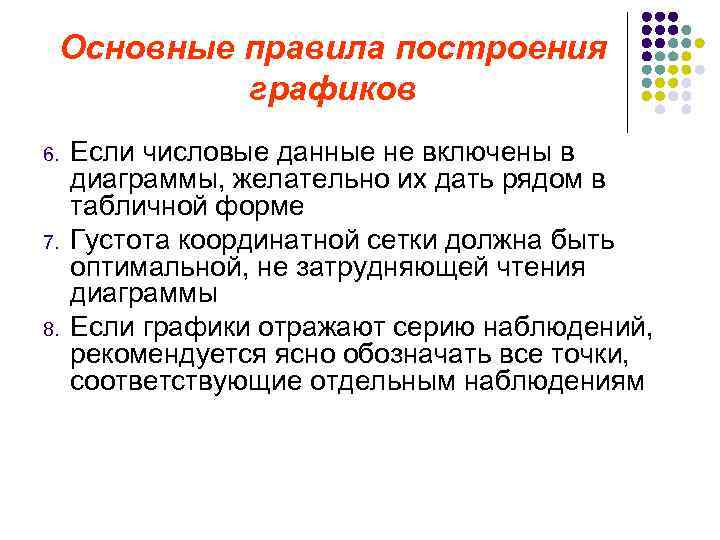  Основные правила построения  графиков 6.  Если числовые данные не включены в