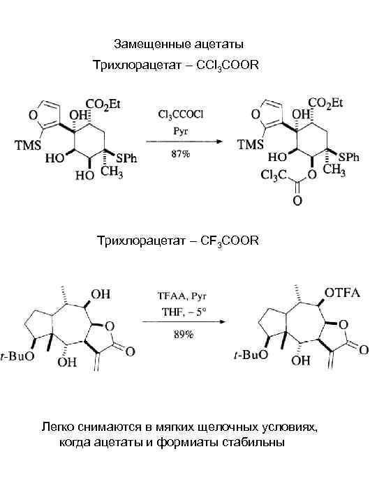   Замещенные ацетаты  Трихлорацетат – ССl 3 COOR   Трихлорацетат –