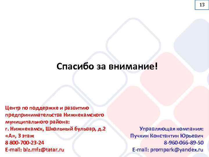       13    Спасибо за внимание! 