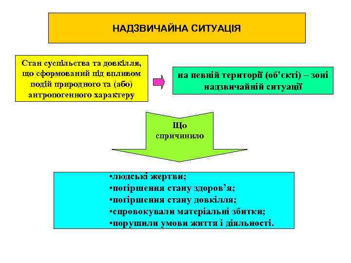      НАДЗВИЧАЙНА СИТУАЦІЯ  Стан суспільства та довкілля, що сформований