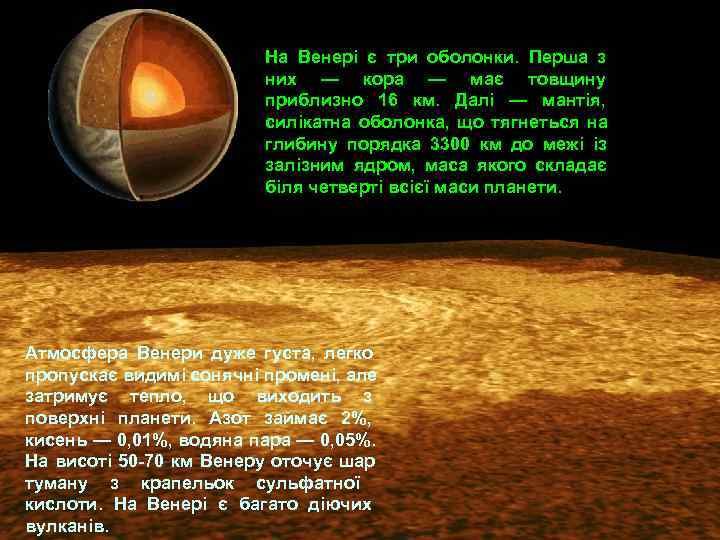      На Венері є три оболонки.  Перша з 