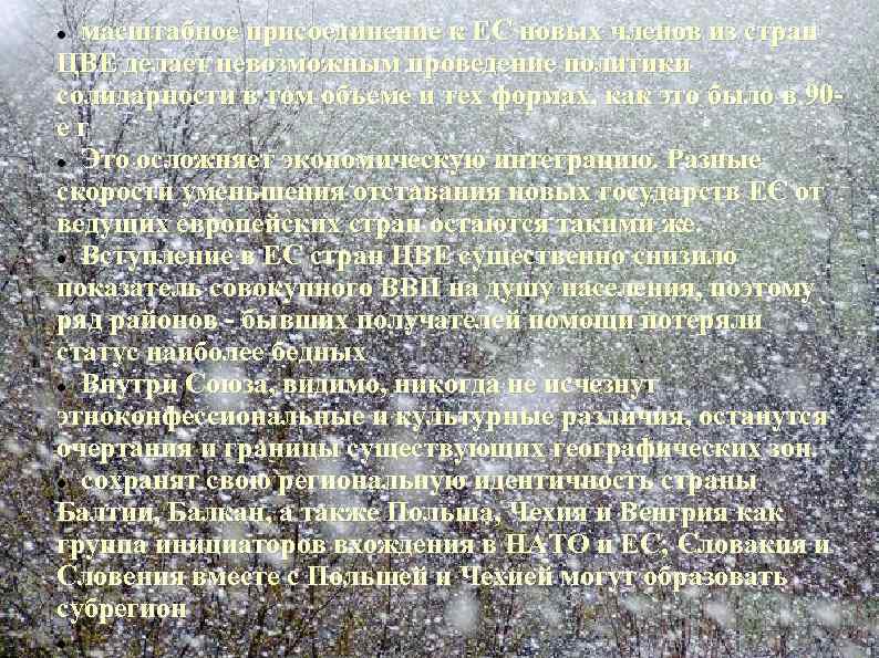 масштабное присоединение к ЕС новых членов из стран ЦВЕ делает невозможным проведение политики масштабное присоединение к ЕС новых членов из стран ЦВЕ делает невозможным проведение политики