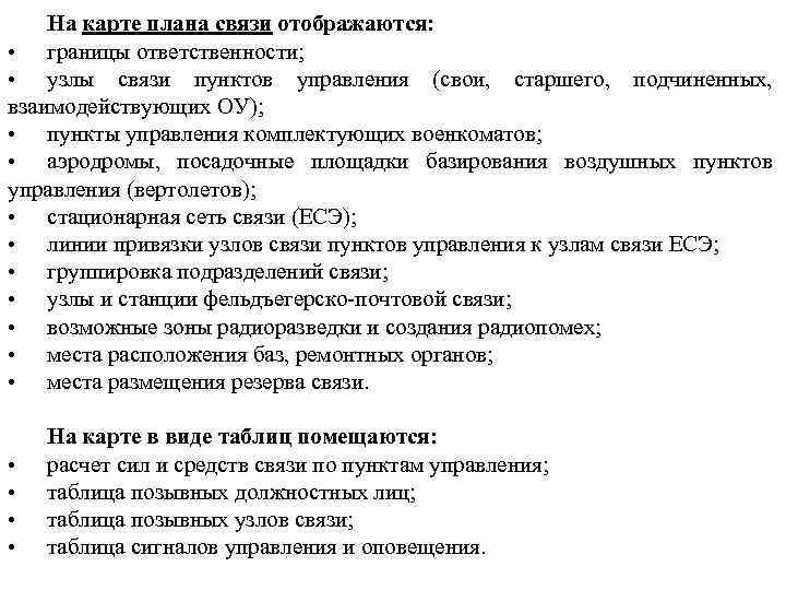   На карте плана связи отображаются:  • границы ответственности;  • узлы