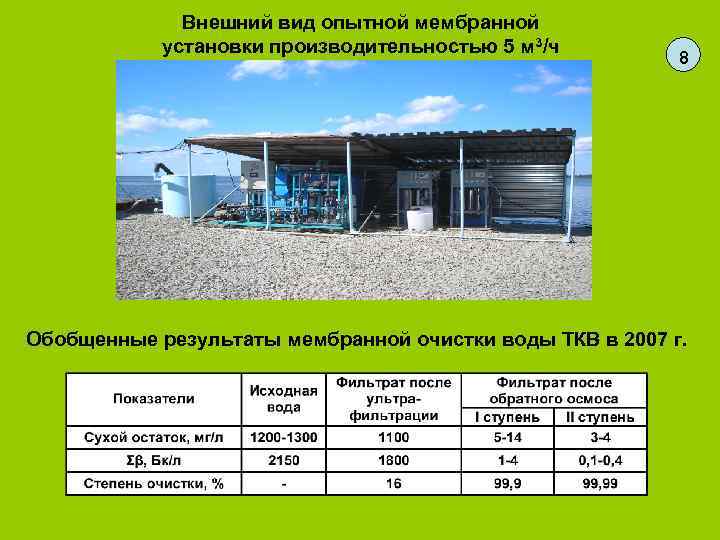    Внешний вид опытной мембранной   установки производительностью 5 м 3/ч