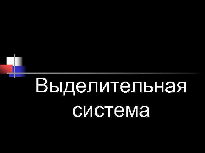 Выделительная система Выделительная система