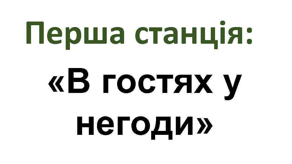 Перша станція:  «В гостях у негоди»  