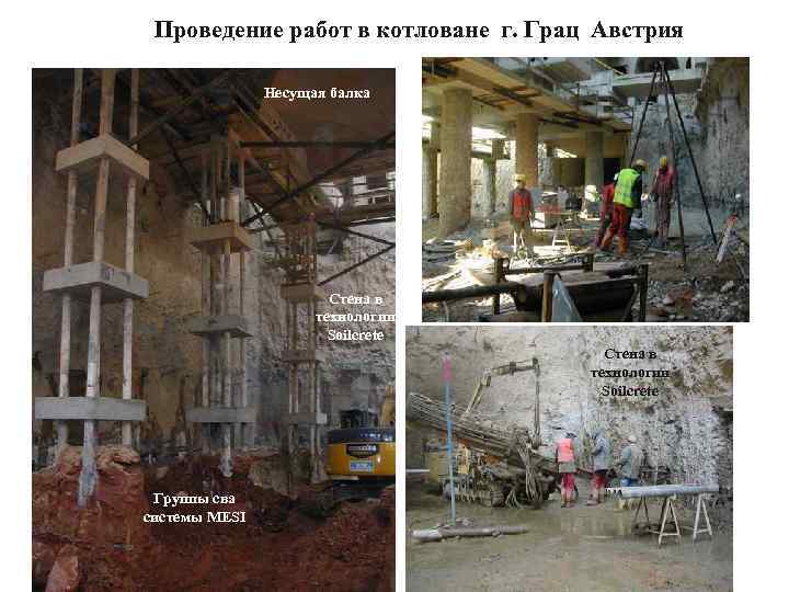  Проведение работ в котловане г. Грац Австрия   Несущая балка  