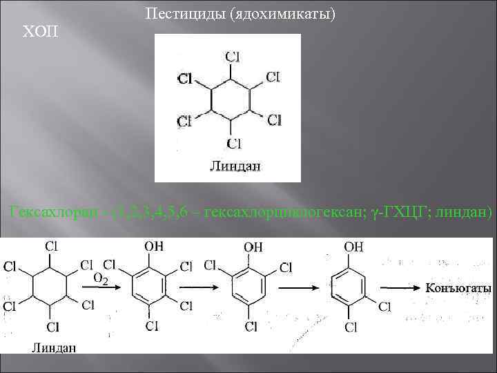    Пестициды (ядохимикаты) ХОП Гексахлоран  (1, 2, 3, 4, 5, 6