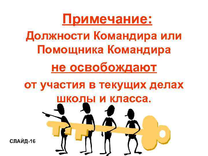   Примечание:  Должности Командира или  Помощника Командира  не освобождают от